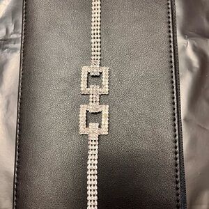 Vintage 80s 90s Art Deco Inspired Rhinestone Tennis Bracelet